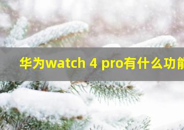 华为watch 4 pro有什么功能